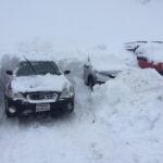 Car Next to Pile of Snow