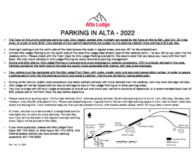 Parking in Alta - 2022