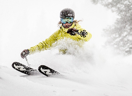 Female skiing Alta powder